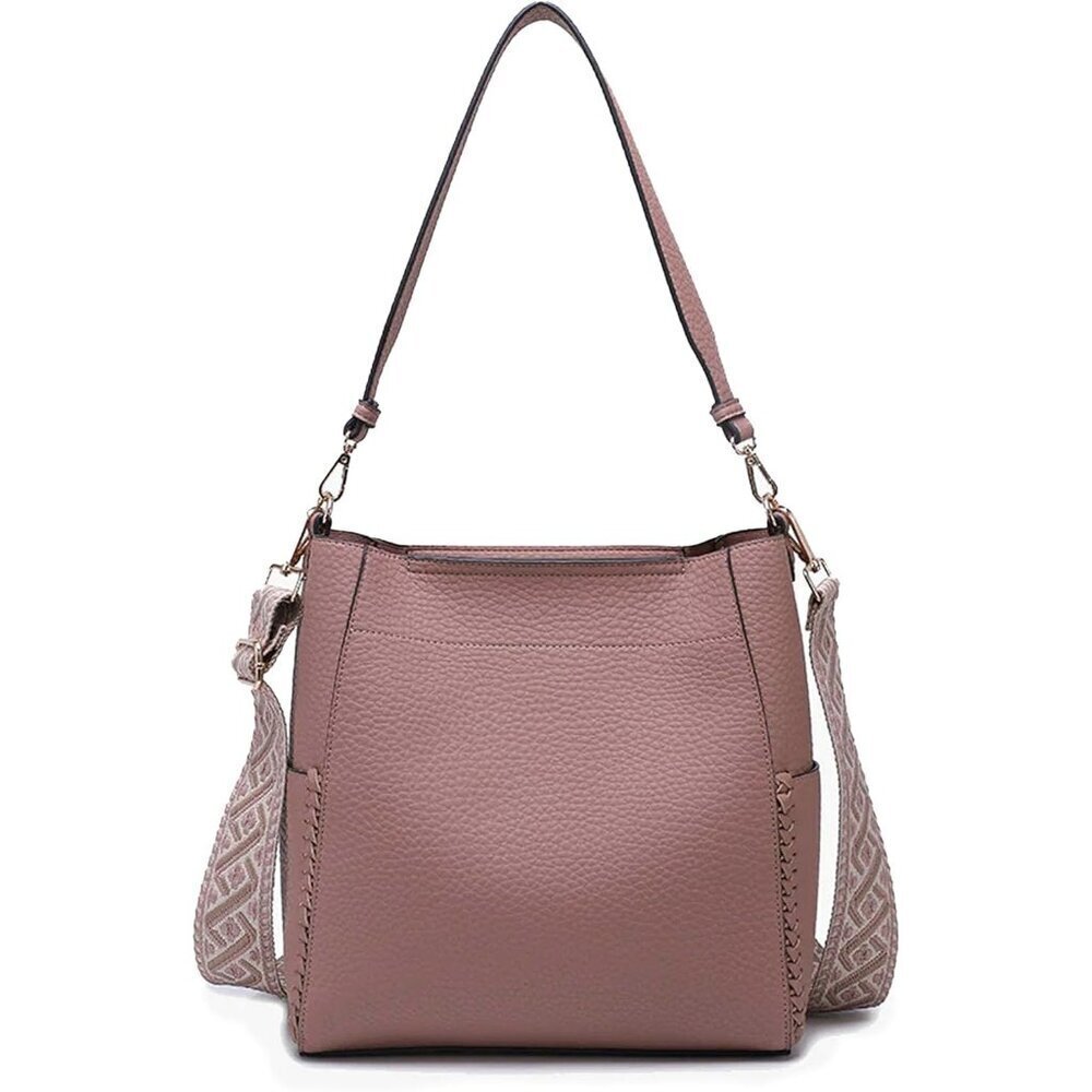 Women's Vegan Leather Crossbody Purse with Removable Strap Mauve